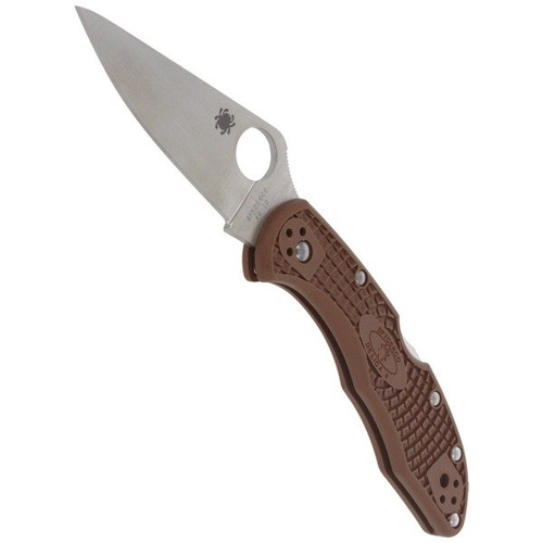Spyderco - Delica® 4 FRN Flat Ground Brown Knife - C11FPBN