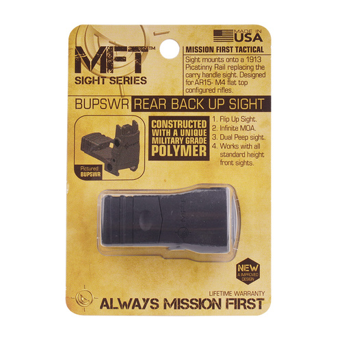MFT - Back Up Polymer Flip Up Rear Sight - Black - BUPSWR-BL