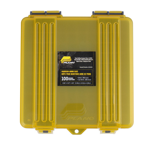 Plano - Pistol Ammunition Box - Caliber 9 mm / .38 - Cap. 100 rds. - Polymer - Yellow - 122400