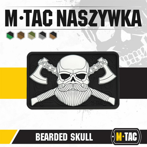 M-Tac - 3D Patch - Bearded Skull - Black / White - 51113236