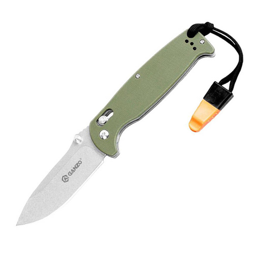 Ganzo - G7412 EDC Folding Knife with Whistle - G-Lock - Green - G7412-GR-WS