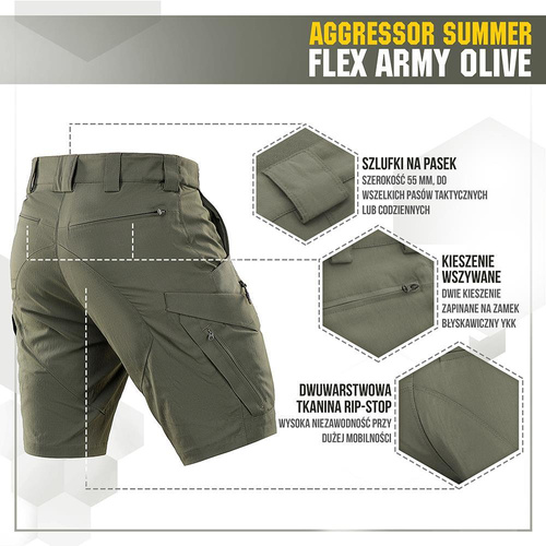 M-Tac - Aggressor Summer Flex Tactical Shorts - Army Olive - 20472062