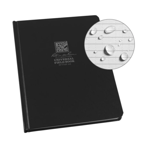 Rite in the Rain - Waterproof Notebook Large Bound Book - 223 x 175 mm - 80 Sheets - Black - 770F-LG
