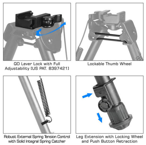 Leapers - Folding Bipod UTG Tactical OP - Quick Detach - 8-12,4'' - Black - TL-BP88Q