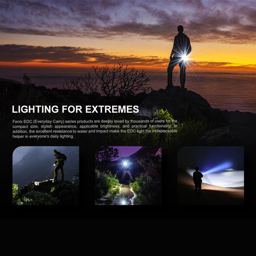 Fenix - Rechargeable LED Keychain Flashlight E05R - 600 lumens - Black - 039-493