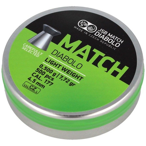 JSB - Green Match Diabolo Light Weight Airgun Pellets - 4.49 mm - 0.500 g - 500 pcs - 000004-500-5