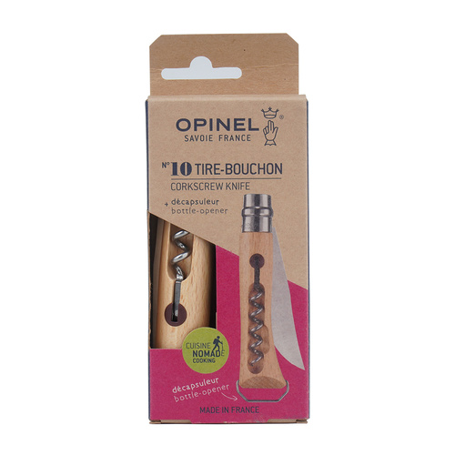 Opinel - Folding knife N°10 with corkscrew and bottle opener - Inox