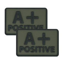 Helikon - PVC Patch - Blood Type - A+ POS - Olive Green - 2pcs