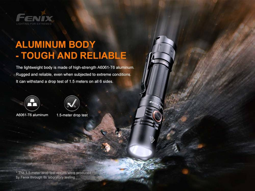 Fenix - Tactical LED Flashlight Rechargeable - 1700 Lumens - 2600 mAh - Black - PD35 V3.0