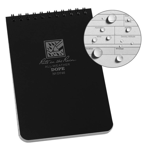 Rite in the Rain - All-Weather DOPE Logbook - 4 x 6" - D746 - Black