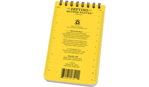 Rite in the Rain - All-Weather Notebook - 3 x 5" - 135 - Yellow