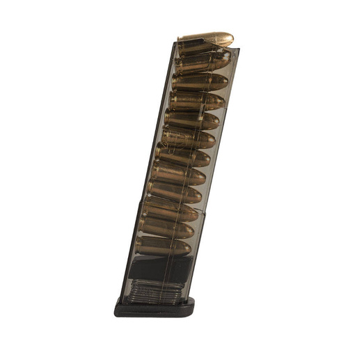 ETS - Polymer Magazine For Glock 43 - 9x19 mm - 12 Rounds - Carbon Smoke Series - SMK-GLK-43-12
