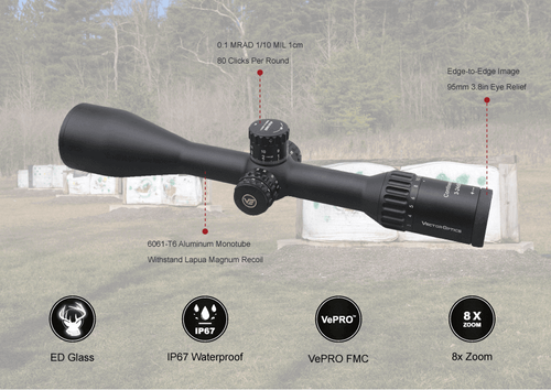 Vector Optics - Riflescope Continental x8 3-24 SFP Zero Stop - 56 mm - Black - SCOL-T50