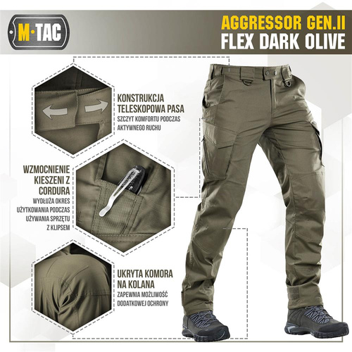 M-Tac - Tactical Pants Aggressor Gen.II Flex - Ripstop - Dark Olive - 20058048