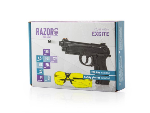 RazorGun - Excite Pistol Airgun with Safety Glasses - 4,5 mm - Black - 337-004
