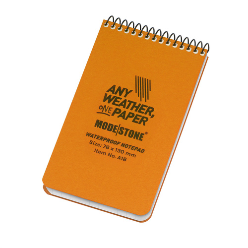 Modestone - Waterproof Notebook - 76 x 130 mm - 50 Sheets - Orange - A18