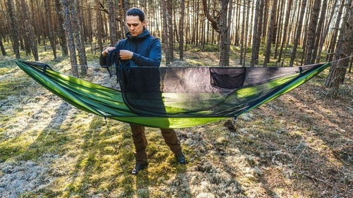 Lesovik - Hiking Hammock DRAKA with Mosquito Net and Suspension SNEKA - Treetop Green