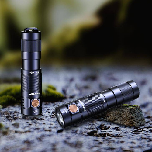 Fenix - Rechargeable LED Keychain Flashlight E09R - 600 lumens - Black - 039-485