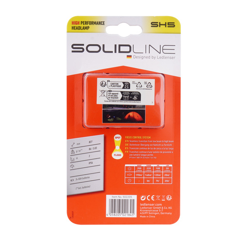 Ledlenser - SH5 Solidline Headlamp - 350 lm - Black - 502205