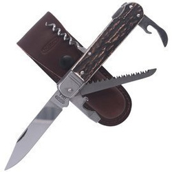 Mikov s.r.o. - Hunting Knife Mikov Fixir Imit. Dear Stag - 5 blades - Leather Holster - Brown - 232-XH-5V KP