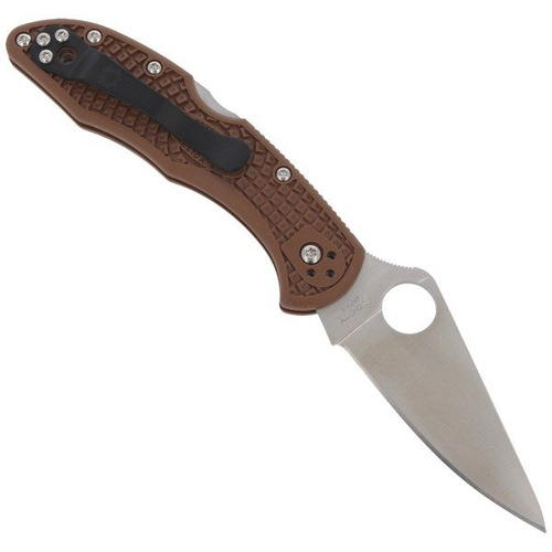 Spyderco - Delica® 4 FRN Flat Ground Brown Knife - C11FPBN