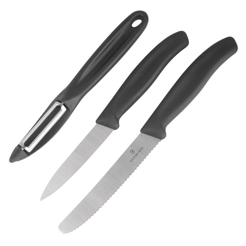 Victorinox - Kitchen Knife Set with Peeler Swiss Classic - 3 Pieces - Black - 6.7113.31
