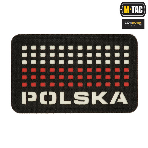 M-Tac - Patch with Flag and Inscription Poland - Laser Cut - Pixels - Black / Red / White - 51007102