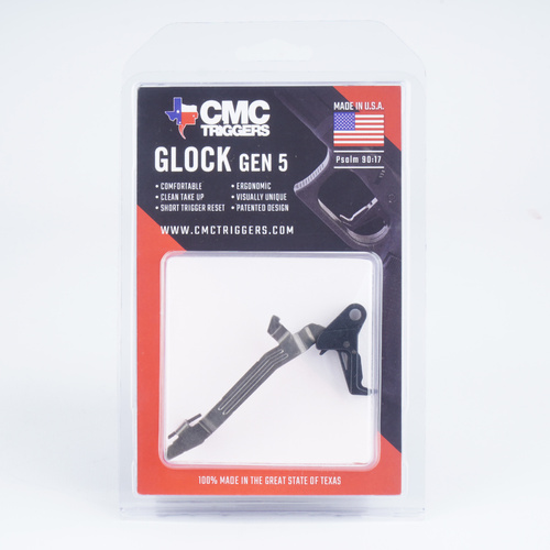 CMC Triggers - Drop-in Trigger for Glock G17/G19/G19X/G26/G34/G45 9 mm Gen5 - Flat - Black - 71702