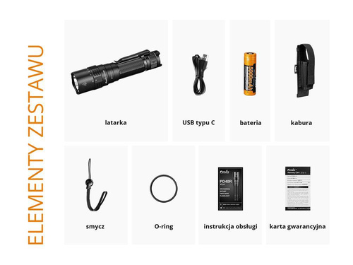 Fenix - LED Flashlight - 3000 Lumens - 5000 mAh - Black - PD40R V2.0