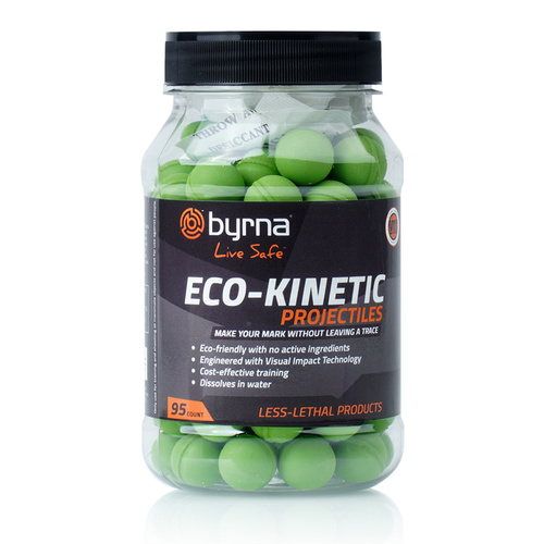 Byrna - Hard Polymer Cartridges Eco Kinetic Projectiles With Dye - Light Green - Caliber .68 - 95 pcs - RB68403-1
