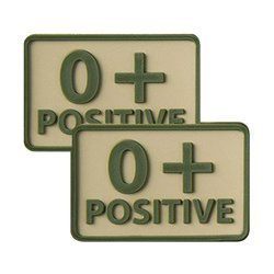 Helikon - PVC Patch - Blood Type - 0+ POS - Khaki - 2 pcs