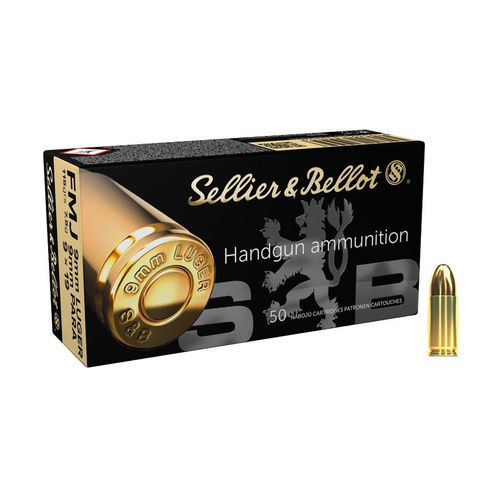 Sellier&Bellot - Pistol Ammunition 9x19 Para FMJ 115 gr / 7.5 g - BOX 50 pcs