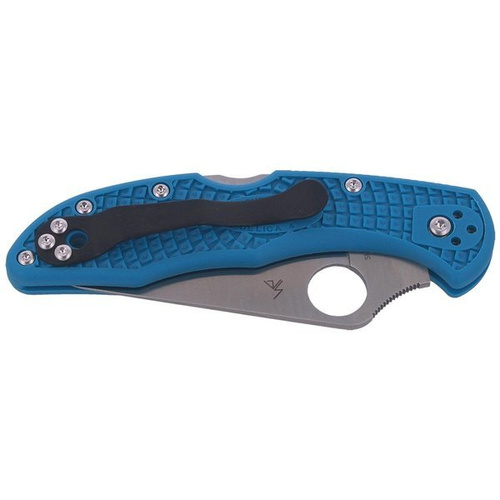 Spyderco - Delica® 4 FRN Flat Ground Blue PlainEdge Knife - C11FPBL