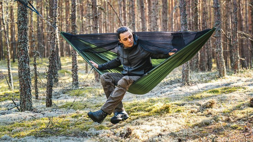 Lesovik - Hiking Hammock DRAKA with Mosquito Net and Suspension SNEKA - Treetop Green
