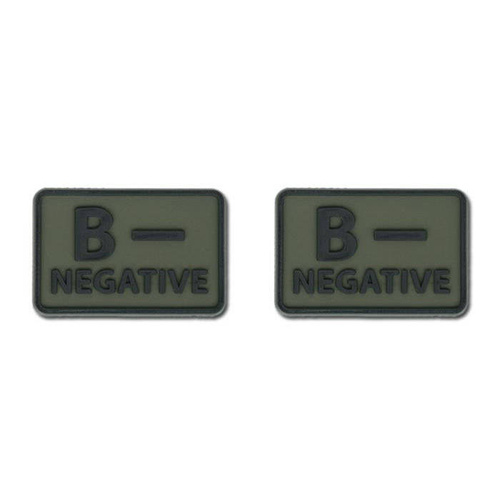 Helikon - PVC Patch - Blood Type - B- NEG - Olive Green - 2pcs