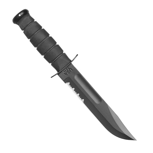 Ka-Bar 1214 - Black Serrated Knife - GFN Sheath