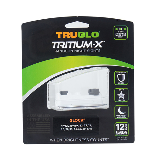 TruGlo - Tritium-X Night Sights - Glock 17/19 - Low - White outline - TG231G1XW