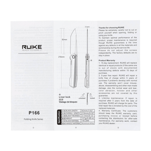 Ruike - Folding Knife P166-AB - 14C28N - Black - P166-AB