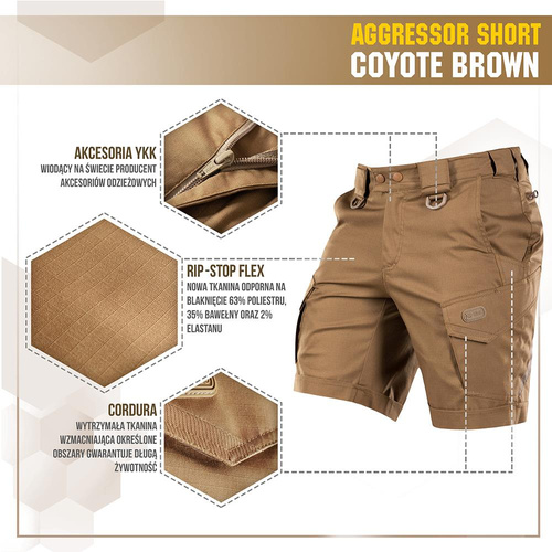 M-Tac - Tactical Shorts Aggressor - PoliCotton - Rip-Stop - Coyote Brown - 20018017