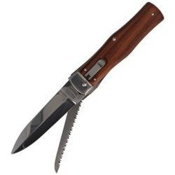 Mikov - Automatic spring knife Predator Wood with Saw - 241-ND-2/KP