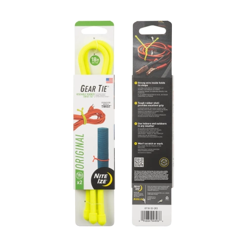 Nite Ize - Gear Tie 18" Original Twist Tie - Two-Pack - Neon Yellow - GT18-33-2R3