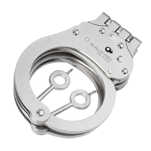 Alcyon - Steel Handcuffs Hinged - Double Locking - Silver - 5005-X