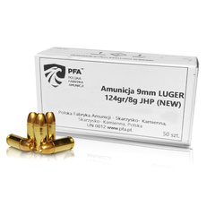 PFA - Pistol Ammunition 9 x 19 Para JHP Hollow Point 124 gr / 8 g - 50 rounds