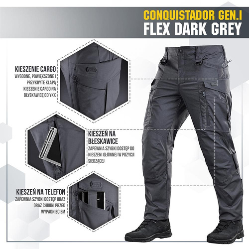 M-Tac - Tactical Pants Conquistador Gen. I Flex - Ripstop - Dark Gray - 20059012
