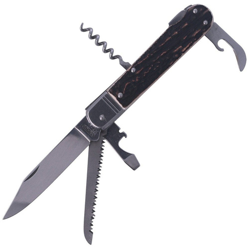 Mikov s.r.o. - Hunting Knife Mikov Fixir Imit. Dear Stag - 5 blades - Leather Holster - Brown - 232-XH-5V KP