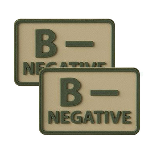 Helikon - PVC Patch - Blood Type - B- NEG - Khaki - 2 pcs
