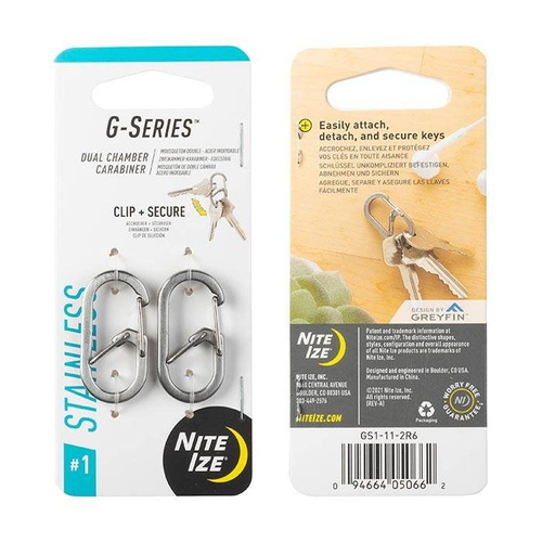 Nite Ize - G-Series™ #1 Dual Chamber Carabiner - 2 pcs. - Steel - Silver - GS1-11-2R6