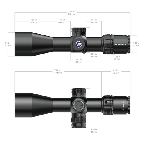 Vector Optics - Rifle Scope Veyron 3-12x44IR Compact Scope - SFP - MPR-V10 - Black - SCOM-40