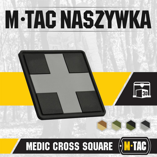 M-Tac - Medic Cross Square 3D PVC Patch - Black / Gray - 51124211